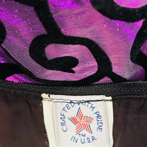 JAN BARBOGLIO CRISTINA Sz 8 Black Purple Swirled Puff Sleeve Princess Ball Gown - Picture 4 of 4